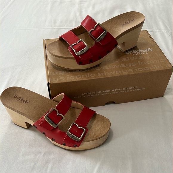 Dr. Scholl's Shoes - NIB Dr. Scholl’s Original Vibe Heritage Red Leather Clogs
